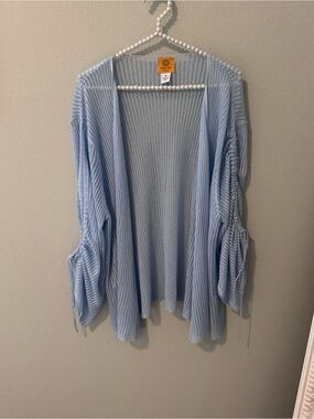 Ruby Rd. Light Blue Open Knit Cardigan